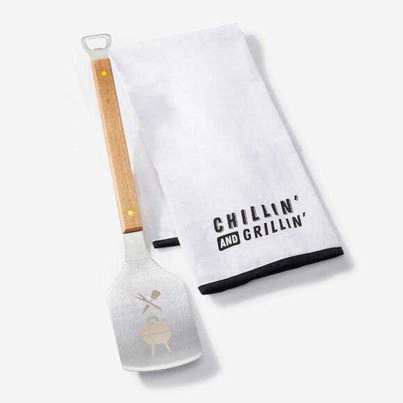 Chillin and Grillin Cotton Tea Towel & Spatula Set of 2-BNI - Picture 2 of 3